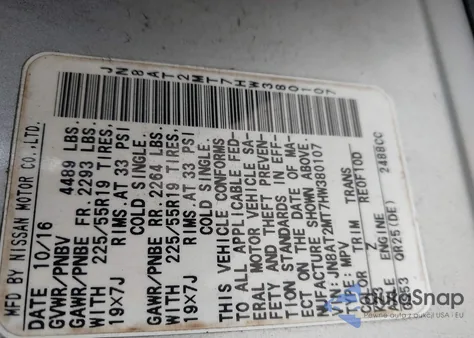 2017 Nissan Rogue Sl из США, поврежденный, VIN JN8AT2MT7HW380107